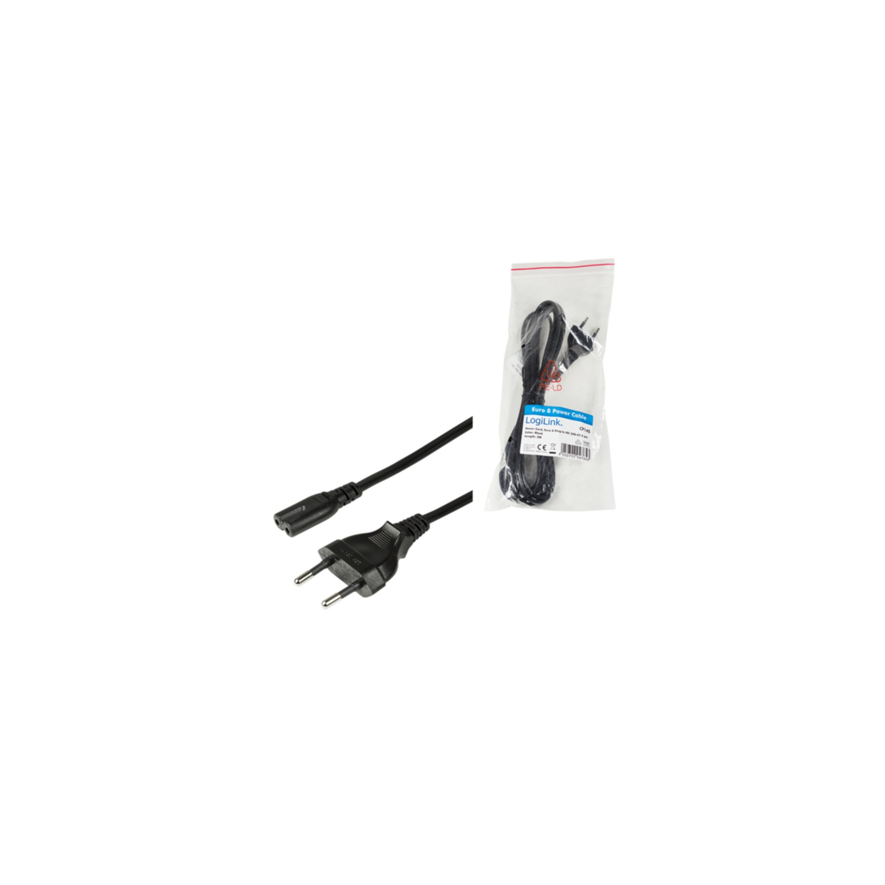 Kabel LogiLink Netzkabel CEE7/16 - IEC C7 schwarz 3m CP145 Kabel LogiLink Netzkabel CEE7/16 - IEC C7 schwarz 3m CP145