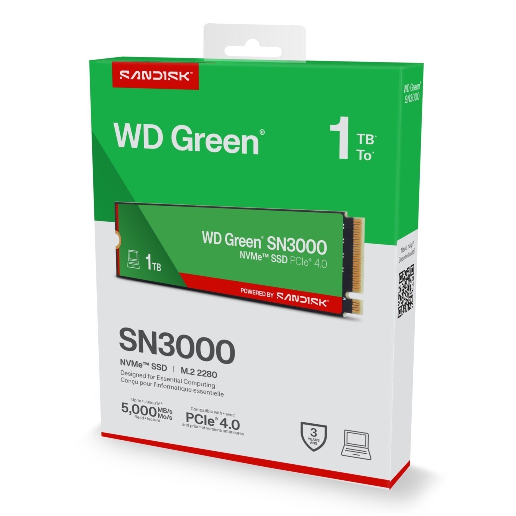 SSD WD Green 1TB SN3000 NVME M.2 PCI Express Gen4 x4 WDS100T4G0E SSD WD Green 1TB SN3000 NVME M.2 PCI Express Gen4 x4 WDS100T4G0E