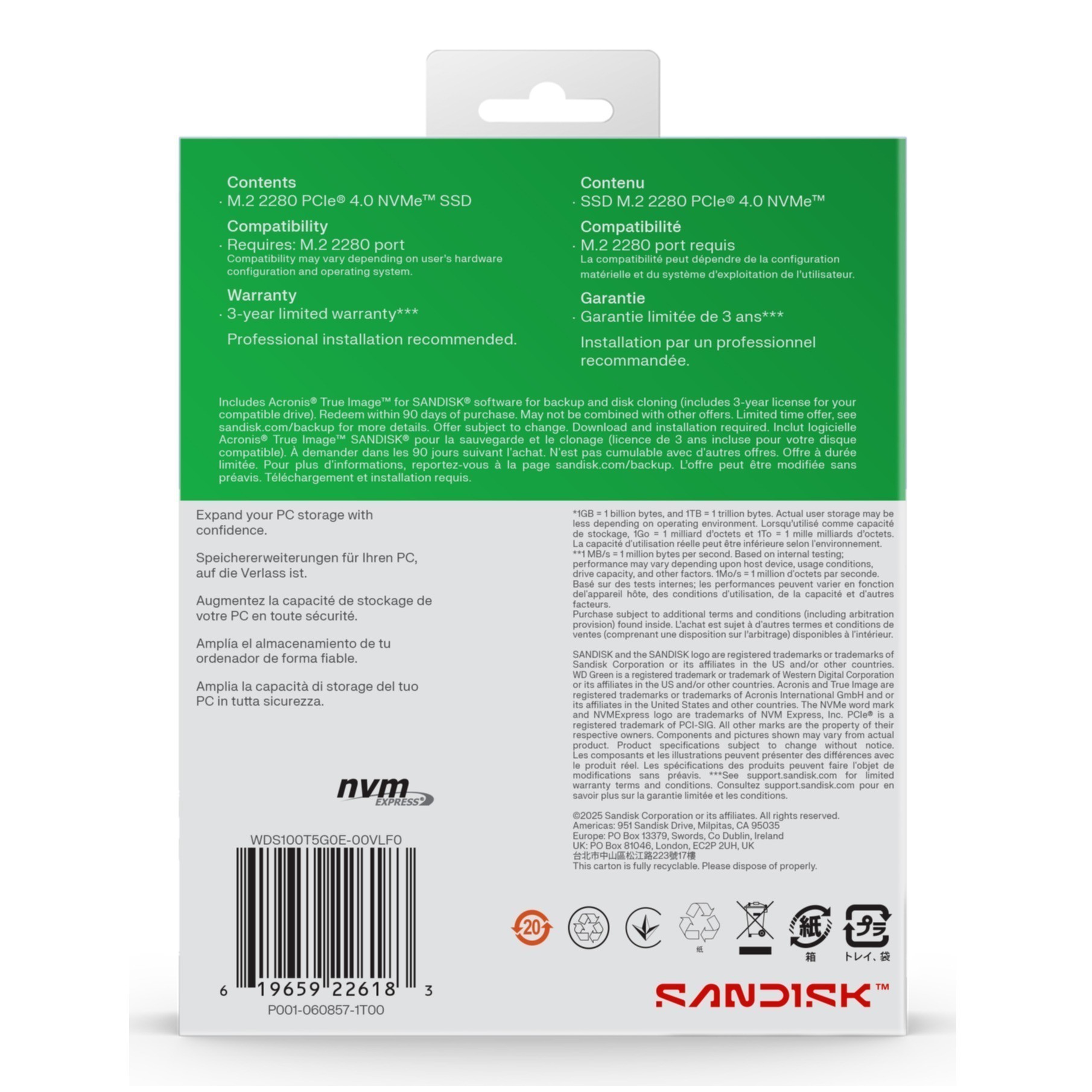 SSD WD Green 1TB SN3000 NVME M.2 PCI Express Gen4 x4 WDS100T4G0E