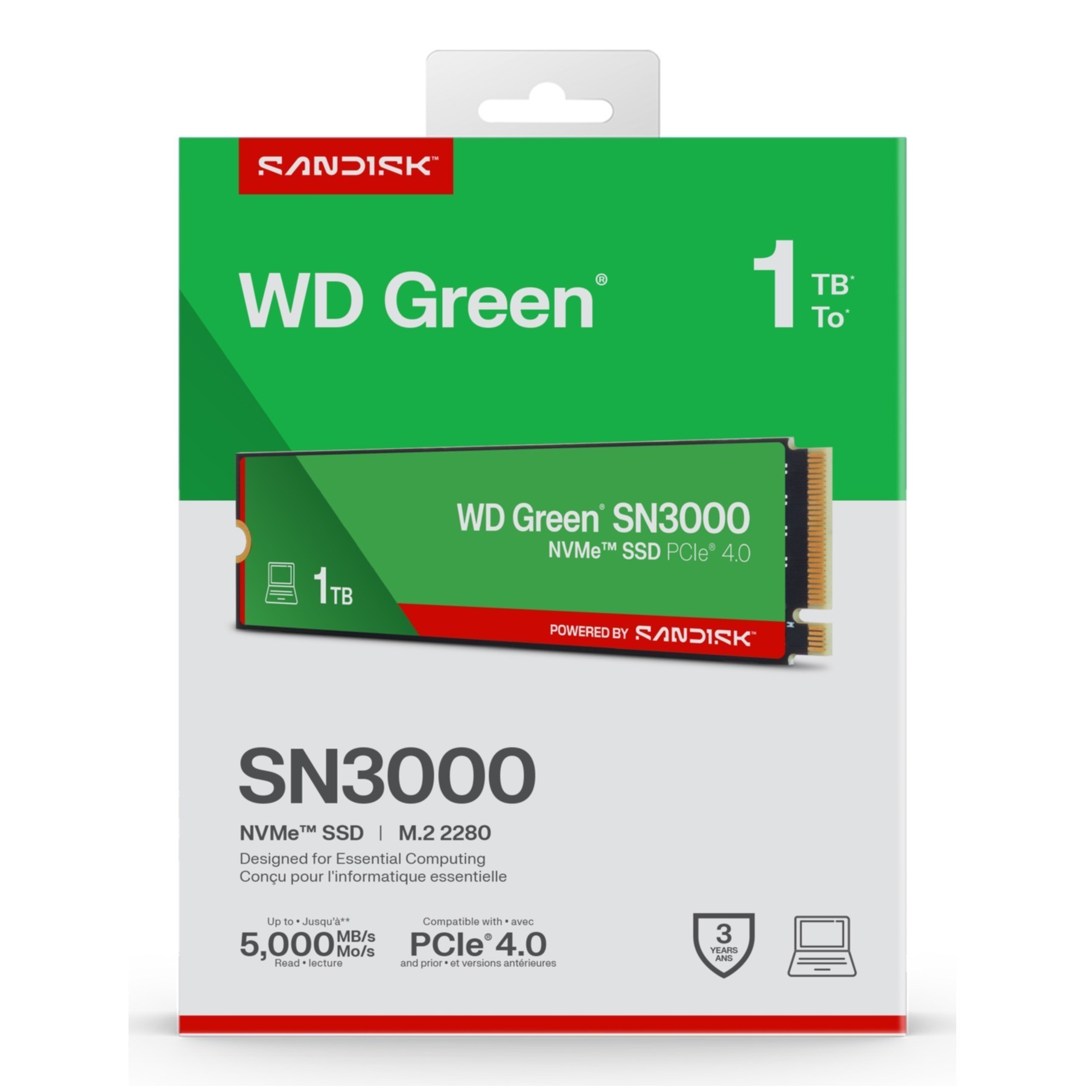 SSD WD Green 1TB SN3000 NVME M.2 PCI Express Gen4 x4 WDS100T4G0E SSD WD Green 1TB SN3000 NVME M.2 PCI Express Gen4 x4 WDS100T4G0E