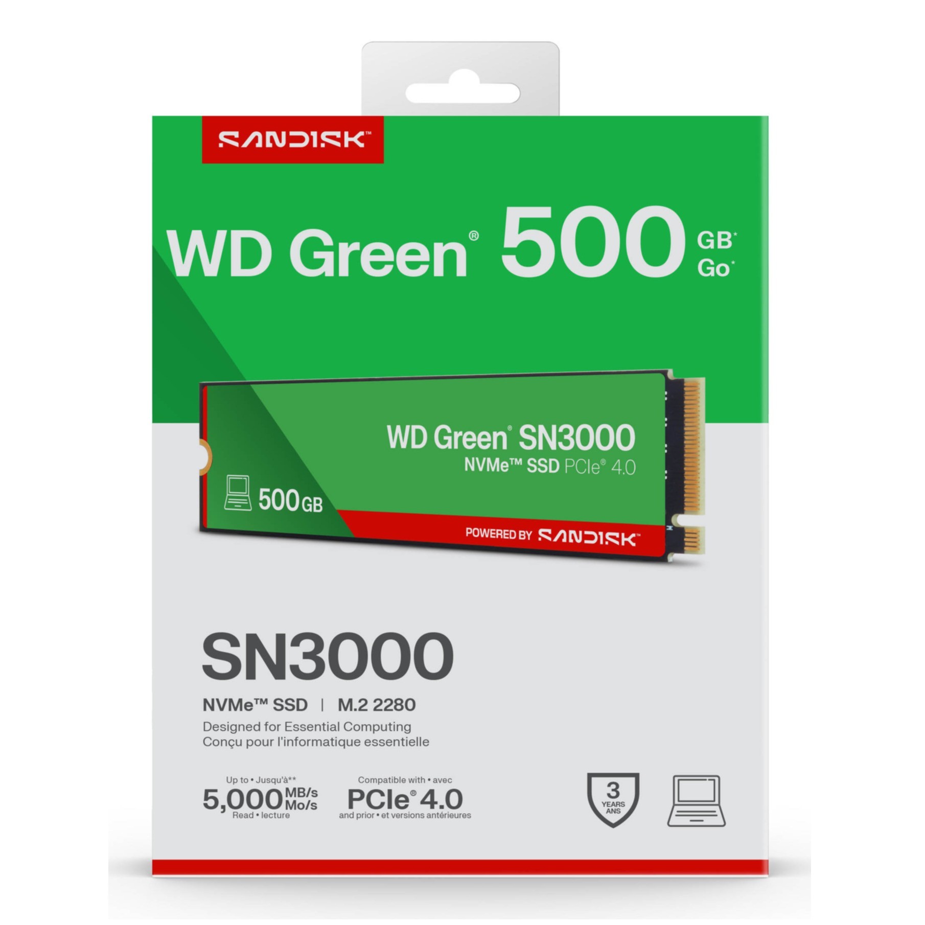 SSD WD Green 500GB SN3000 NVME M.2 PCIe 4.0 x4 WDS500G4G0E-00CPS0 SSD WD Green 500GB SN3000 NVME M.2 PCIe 4.0 x4 WDS500G4G0E-00CPS0
