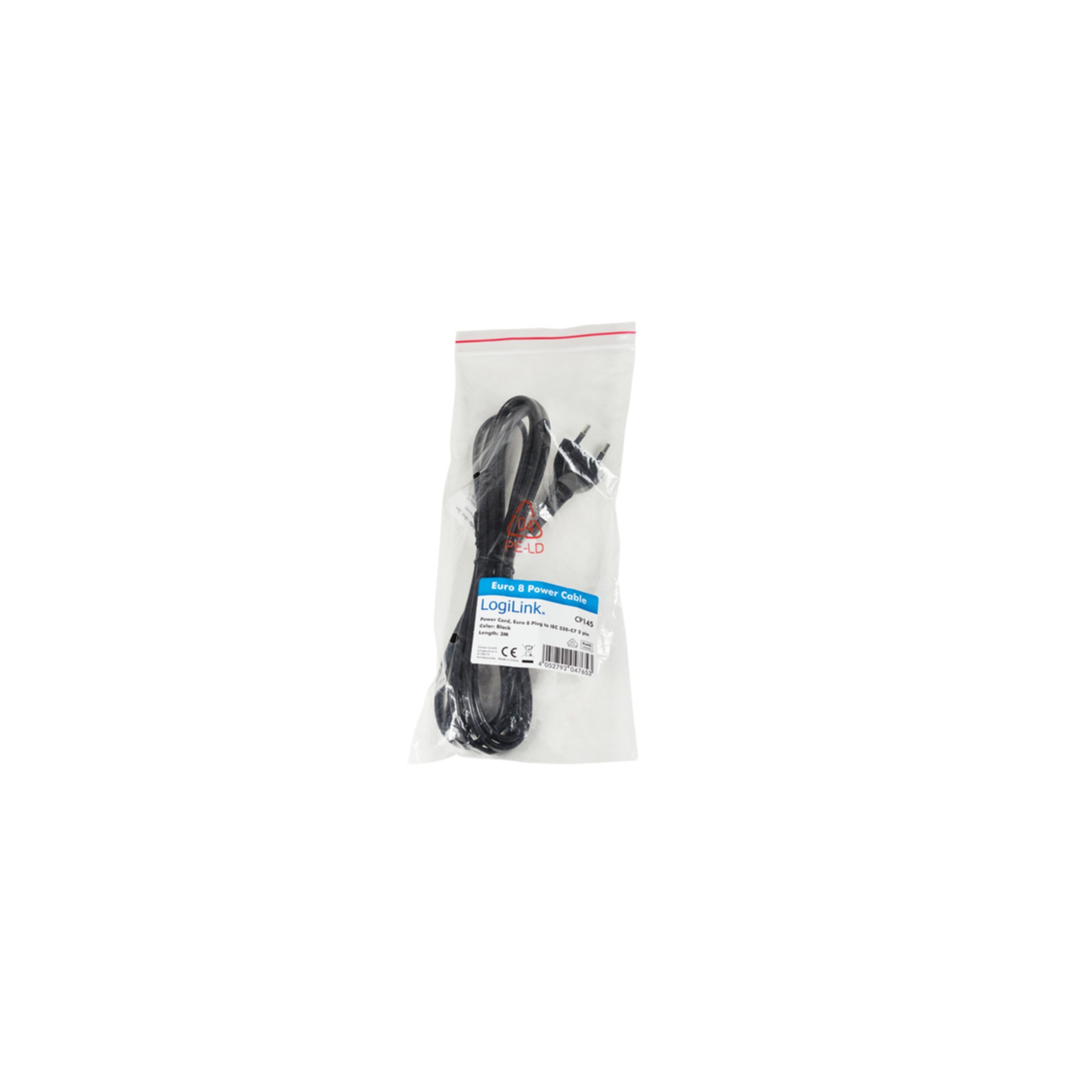 Kabel LogiLink Netzkabel CEE7/16 - IEC C7 schwarz 3m CP145