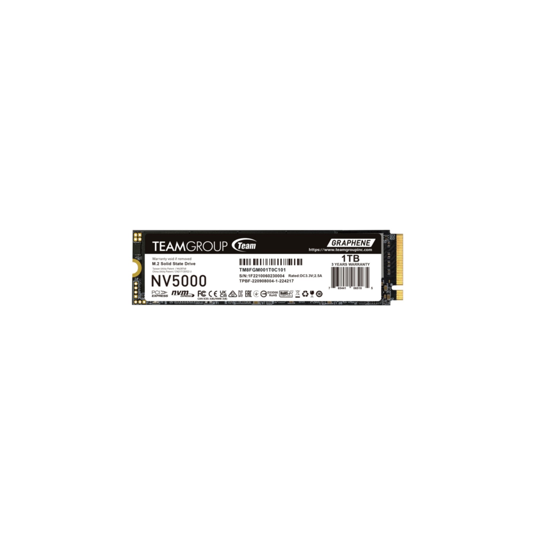 SSD Teamgroup 1TB NV5000 TM8FGM001T0C101 PCIe M.2 PCIe 4.0 x4 SSD Teamgroup 1TB NV5000 TM8FGM001T0C101 PCIe M.2 PCIe 4.0 x4