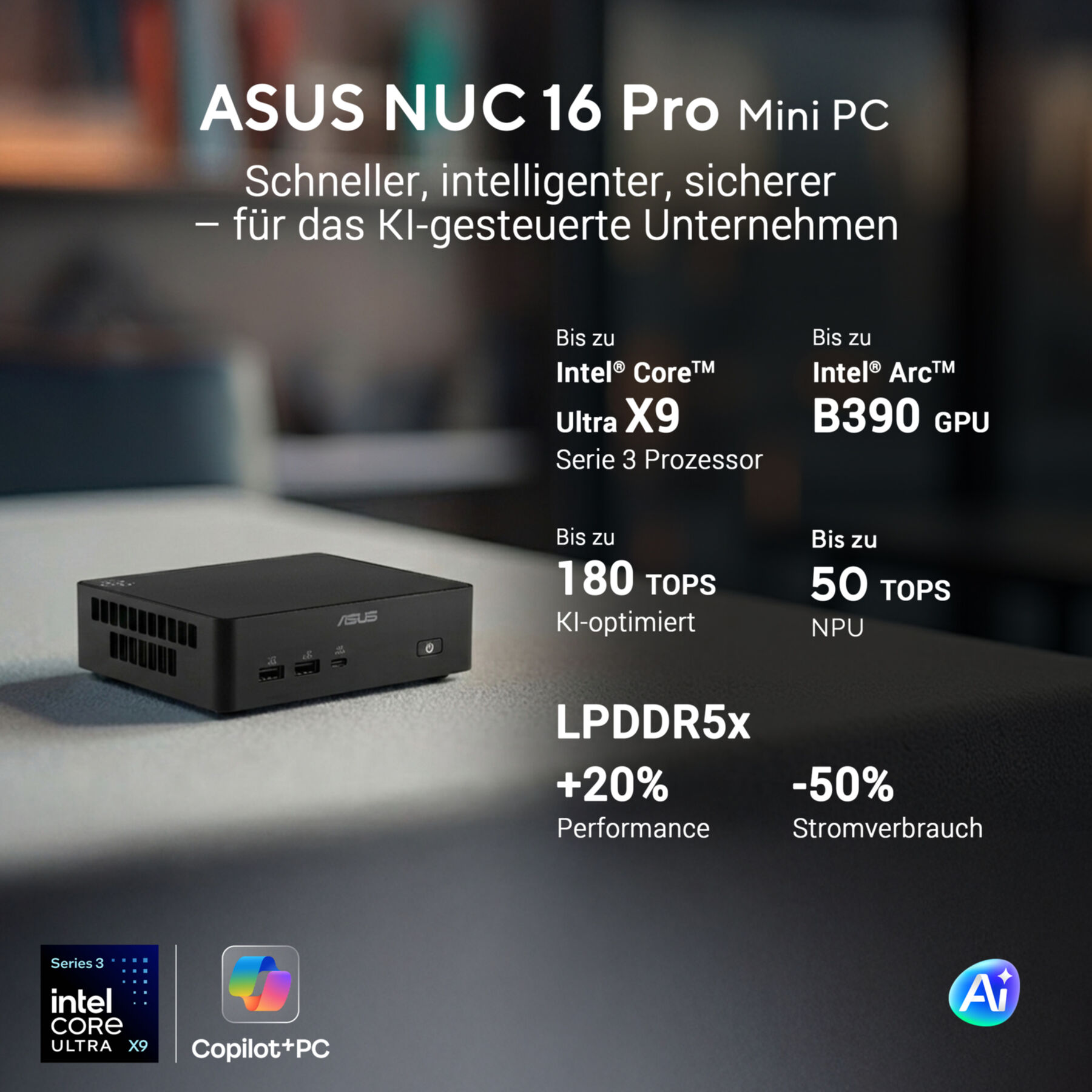 Asus NUC 16 PRO RNUC16GDKS76C4N2 Ultra X7 358H Grand Canyon (inklusive Gema) L10